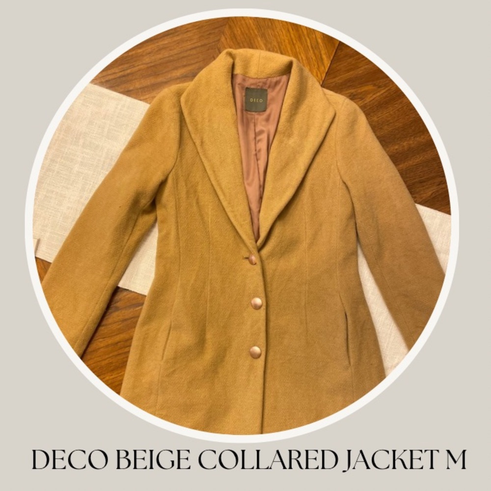 DECO BEIGE COLLARED JACKET S